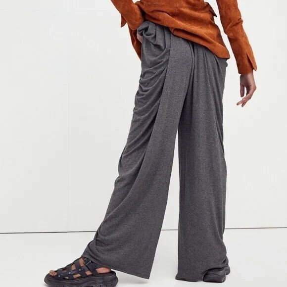 Free People Beach Womens Waterfall Harem Pants Size Small Gray Charcoal Draped - Picture 2 of 11